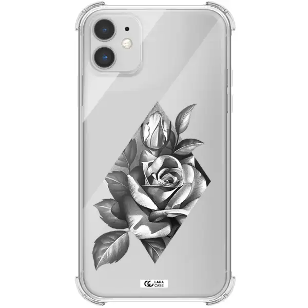 a drawing of a rose Apple iPhone 11 Clear PC Case