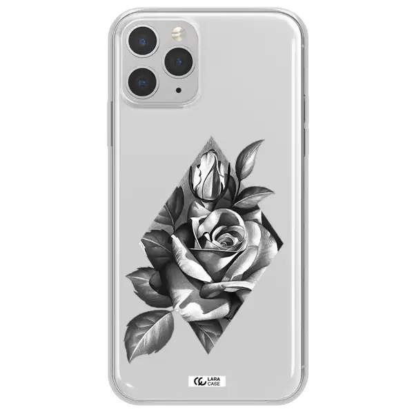 a drawing of a rose Apple iPhone 11 pro Clear TPU Case