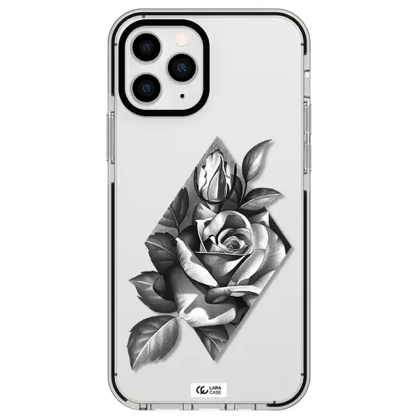 a drawing of a rose Apple iPhone 11 pro impact black border Case