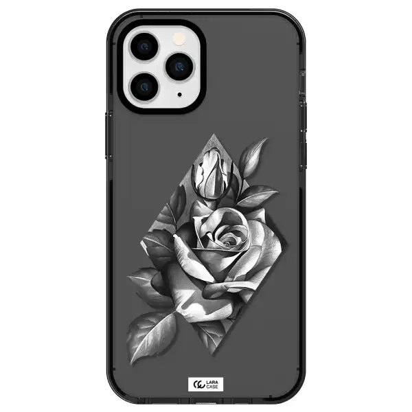 a drawing of a rose Apple iPhone 11 pro max impact Smoke Black Case
