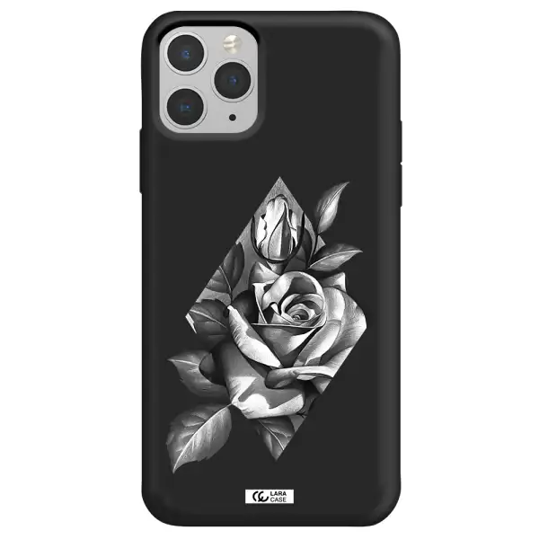 a drawing of a rose Apple iPhone 11 pro max Silicone black Case
