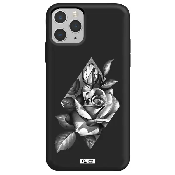 a drawing of a rose Apple iPhone 11 pro Silicone black Case