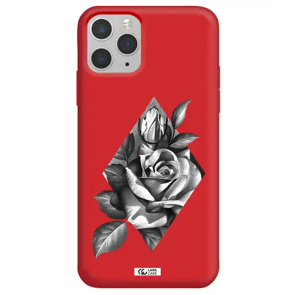 a drawing of a rose Apple iPhone 11 pro Silicone Imperial Red Case