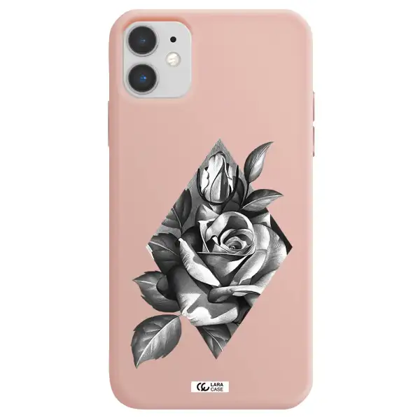 a drawing of a rose Apple iPhone 11 Silicone pastel pink Case