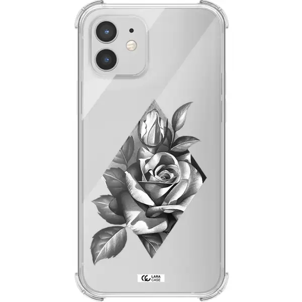 a drawing of a rose Apple iPhone 12 Clear PC Case