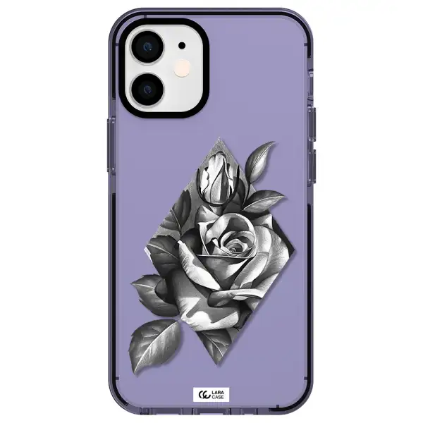 a drawing of a rose Apple iPhone 12 mini impact Lilac Case