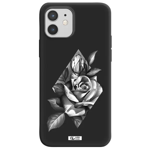 a drawing of a rose Apple iPhone 12 mini Silicone black Case