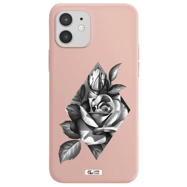 a drawing of a rose Apple iPhone 12 mini Silicone pastel pink Case