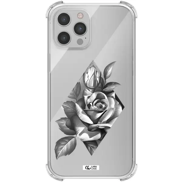 a drawing of a rose Apple iPhone 12 pro Clear PC Case