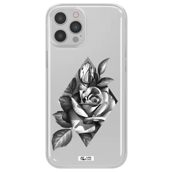 a drawing of a rose Apple iPhone 12 pro Clear TPU Case