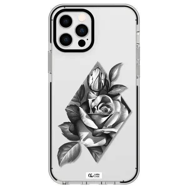 a drawing of a rose Apple iPhone 12 pro impact black border Case