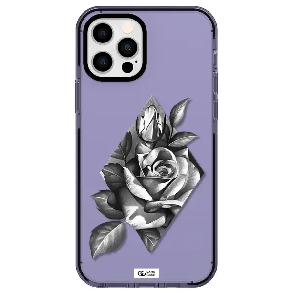 a drawing of a rose Apple iPhone 12 pro impact Lilac Case