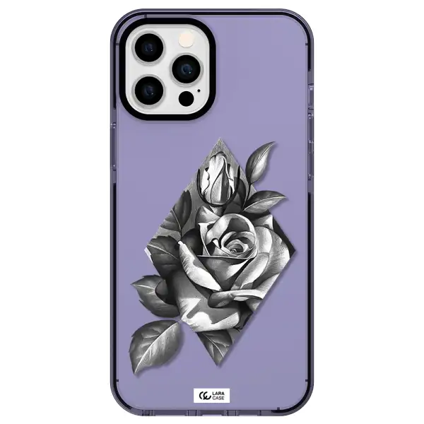 a drawing of a rose Apple iPhone 12 pro max impact Lilac Case
