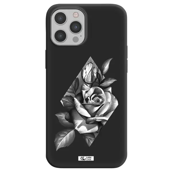 a drawing of a rose Apple iPhone 12 pro max Silicone black Case