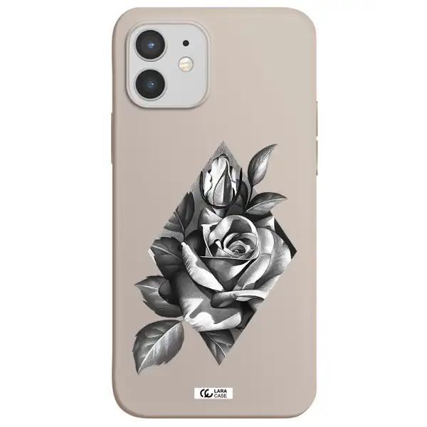 a drawing of a rose Apple iPhone 12 Silicone Stone Case