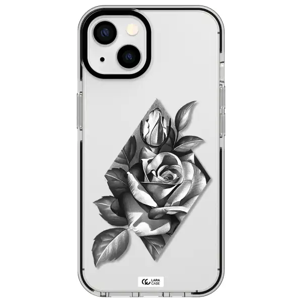 a drawing of a rose Apple iPhone 13 impact black border Case
