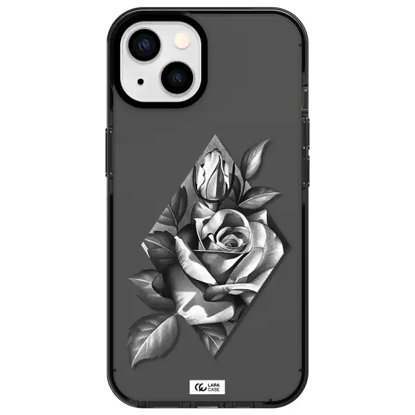 a drawing of a rose Apple iPhone 13 impact Smoke Black Case
