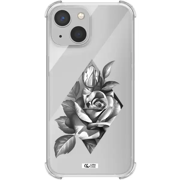 a drawing of a rose Apple iPhone 13 mini Clear PC Case