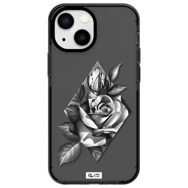 a drawing of a rose Apple iPhone 13 mini impact Smoke Black Case
