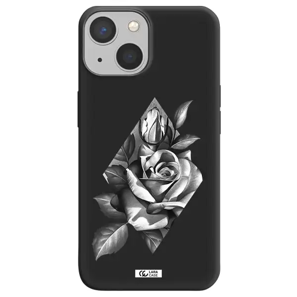 a drawing of a rose Apple iPhone 13 mini Silicone black Case
