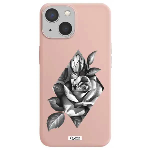 a drawing of a rose Apple iPhone 13 mini Silicone pastel pink Case