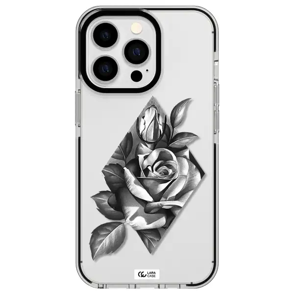 a drawing of a rose Apple iPhone 13 Pro impact black border Case