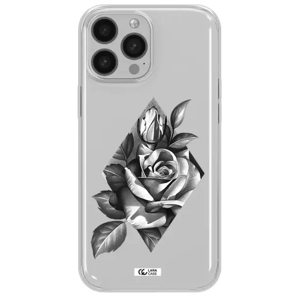 a drawing of a rose Apple iPhone 13 Pro Max Clear TPU Case