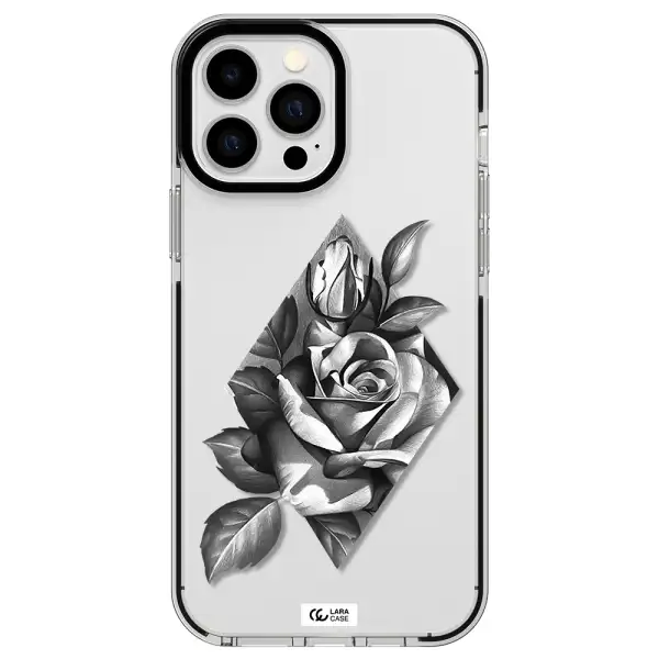 a drawing of a rose Apple iPhone 13 Pro Max impact black border Case
