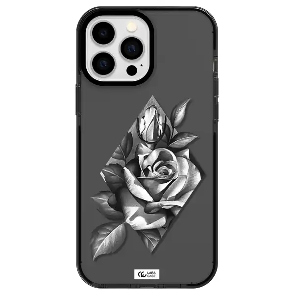 a drawing of a rose Apple iPhone 13 Pro Max impact Smoke Black Case