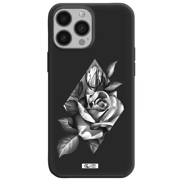 a drawing of a rose Apple iPhone 13 Pro Max Silicone black Case