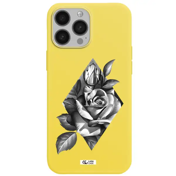 a drawing of a rose Apple iPhone 13 Pro Max Silicone canary yellow Case