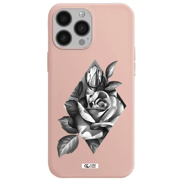 a drawing of a rose Apple iPhone 13 Pro Max Silicone pastel pink Case
