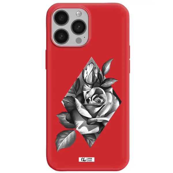 a drawing of a rose Apple iPhone 13 Pro Silicone Imperial Red Case