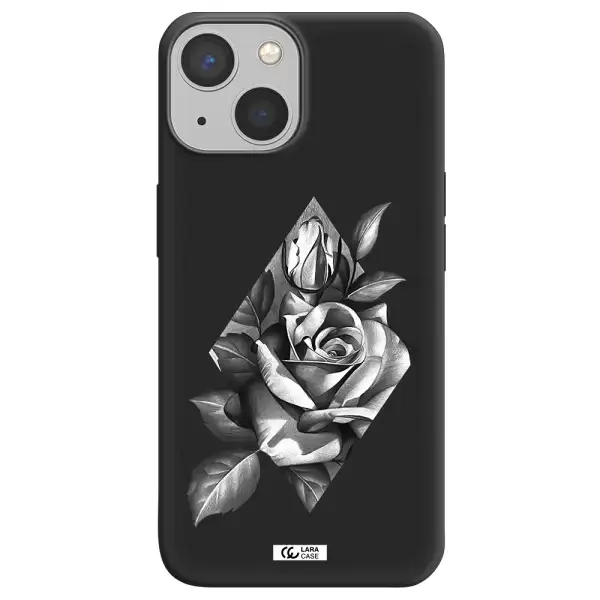 a drawing of a rose Apple iPhone 13 Silicone black Case