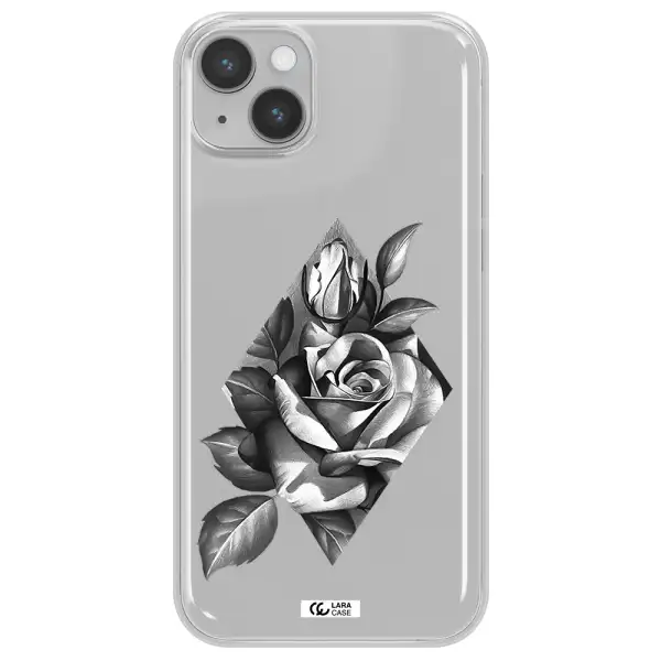 a drawing of a rose Apple iPhone 14 Clear TPU Case
