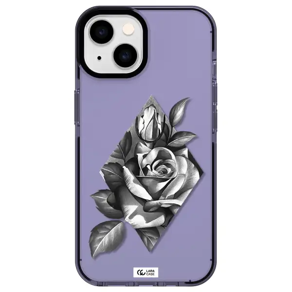 a drawing of a rose Apple iPhone 14 impact Lilac Case
