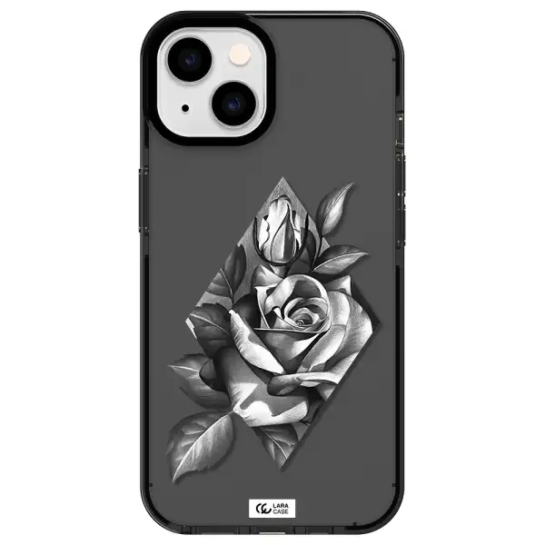 a drawing of a rose Apple iPhone 14 impact Smoke Black Case