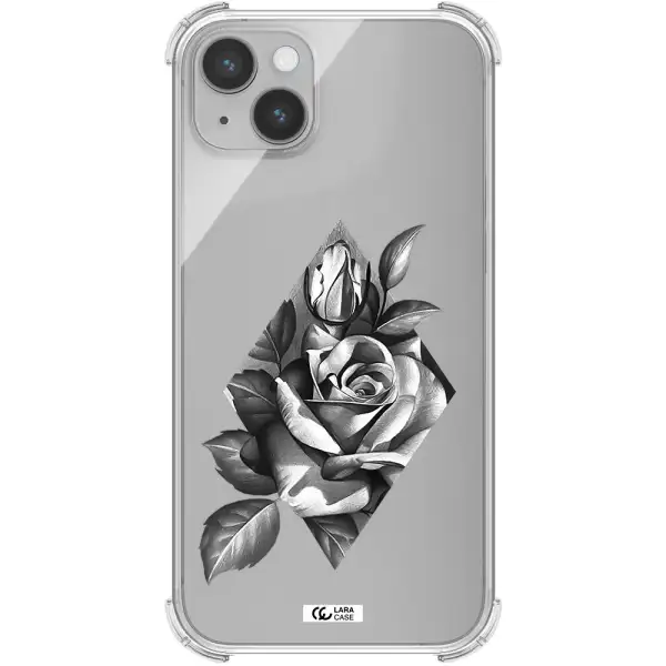 a drawing of a rose Apple iPhone 14 plus Clear PC Case