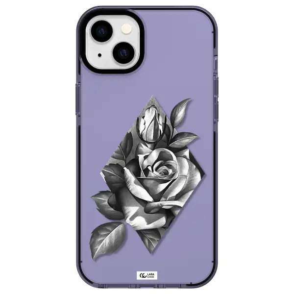 a drawing of a rose Apple iPhone 14 plus impact Lilac Case