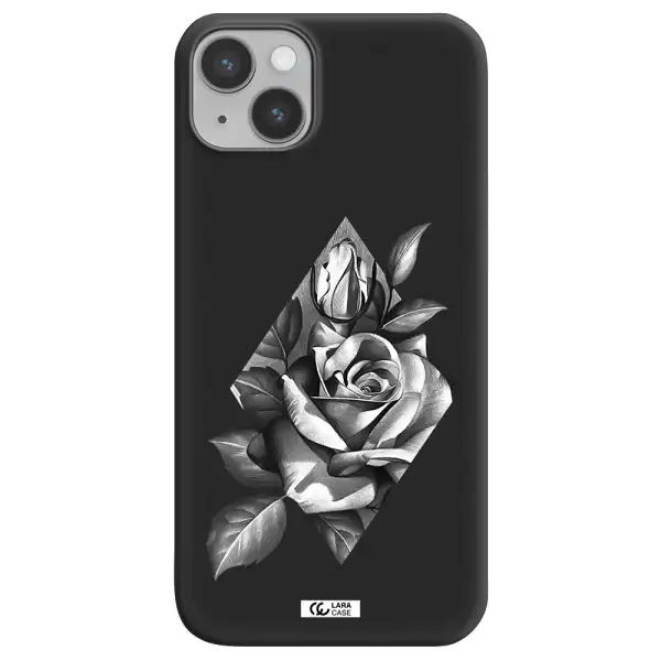 a drawing of a rose Apple iPhone 14 plus Silicone black Case