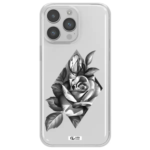 a drawing of a rose Apple iPhone 14 pro Clear TPU Case