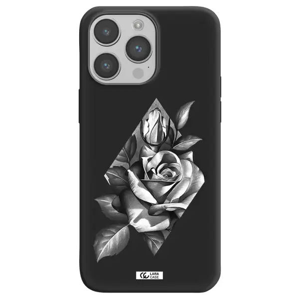 a drawing of a rose Apple iPhone 14 pro Silicone black Case
