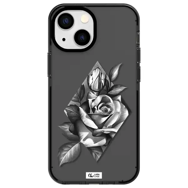 a drawing of a rose Apple iPhone 15 Plus impact Smoke Black Case
