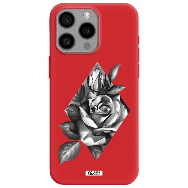 A Drawing Of A Rose Apple Iphone 15 Pro Max Silicone Imperial Red Case