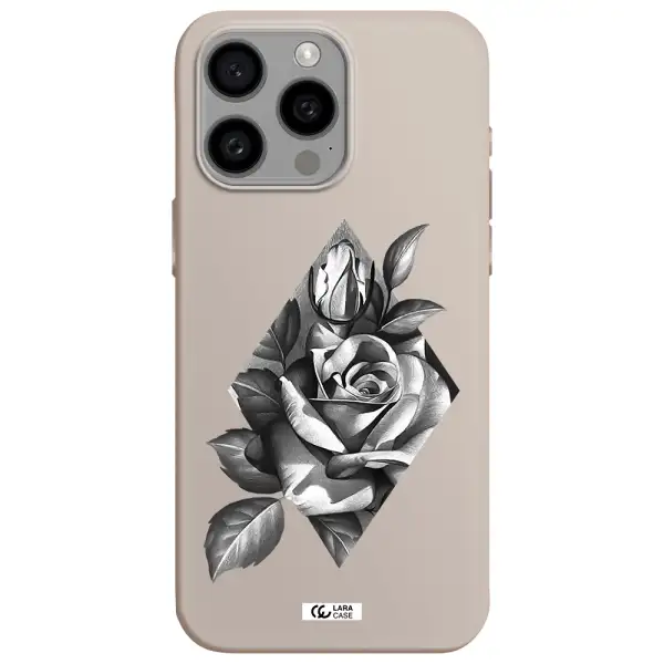 a drawing of a rose Apple Iphone 15 Pro max Silicone Stone Case