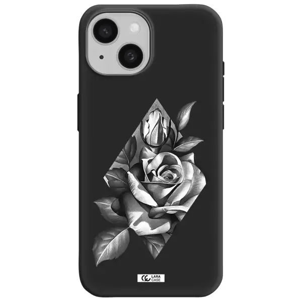a drawing of a rose Apple iPhone 15 Silicone black Case
