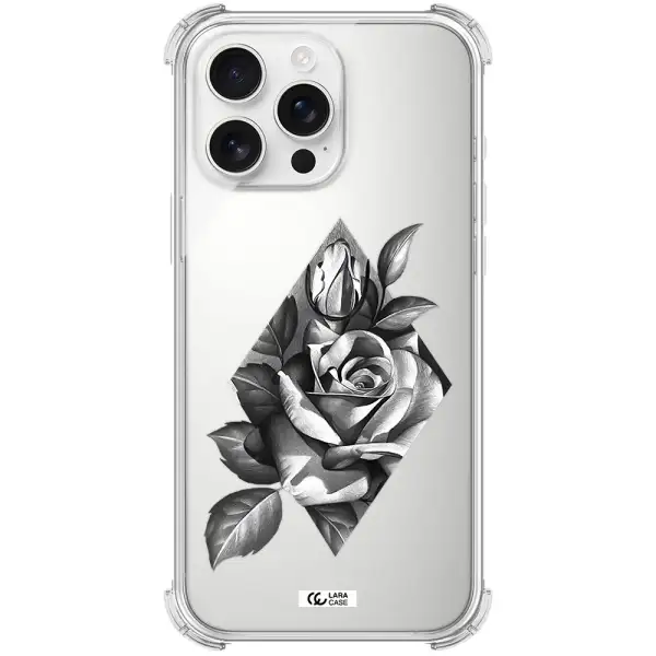 A Drawing Of A Rose Apple Iphone 16 Pro Max Clear Pc Case