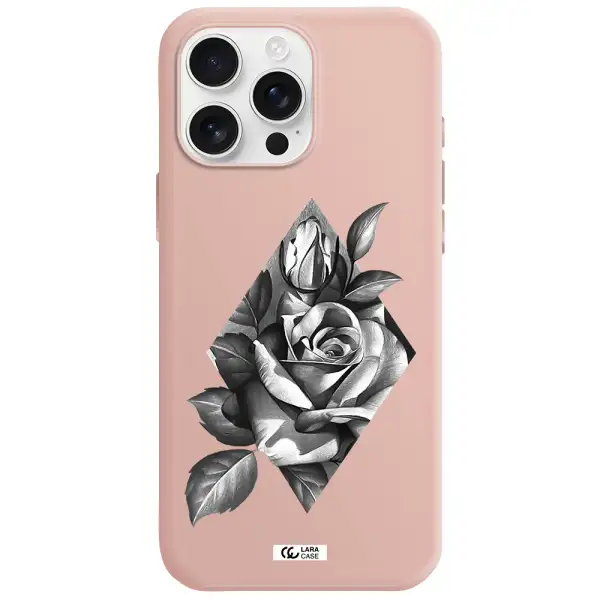 A Drawing Of A Rose Apple Iphone 16 Pro Max Silicone Pastel Pink Case