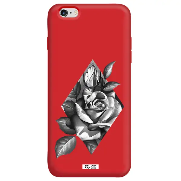 a drawing of a rose Apple iPhone 6 s plus Silicone Imperial Red Case