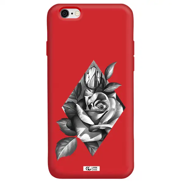 a drawing of a rose Apple iPhone 6 Silicone Imperial Red Case
